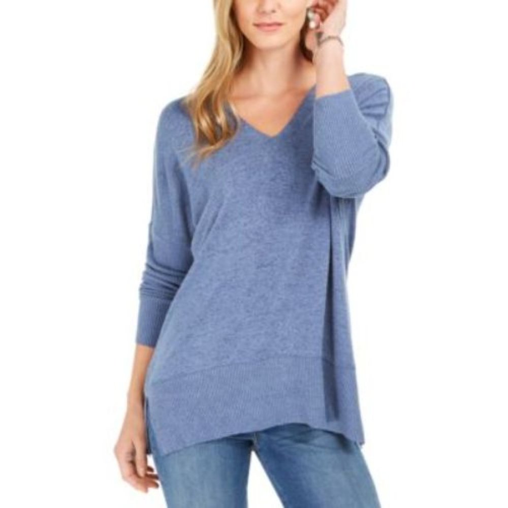 STYLE & CO-MMG FK LG RIBBED SLV TUN, RED, SM/MED/2XL